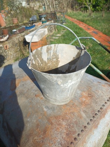 Vintage galvanised bucket - vintage, 12"