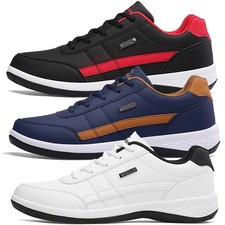 Waterproof Mens Casual Trainers Leather Walking Sports Running Gym Shoes UK Size