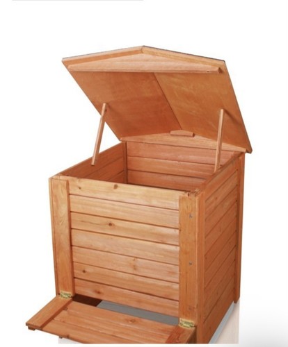 Hinged lid wooden compost bin - compost,
