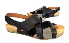 Ladies the ART Company Black Leather Sandals Size UK 5 eur38