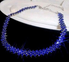 Choker Necklace Crystal blue Rhinestone Diamante Shine Sparkly Party Gift Dress