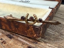 Antique Gold Fronted Bar Brooch Lucky Horseshoe Pin Victorian Edwardian TSC