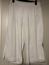 M&S Women's Soft White Linen Mix Trousers Size 16.
