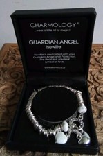 Charmology Stylish Silver & Howlite Guardian Angel Bracelet With 2 Heart Charms❤