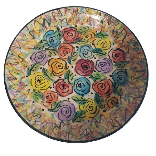 Vibrant floral art - art, pottery