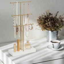 3-Tier Metal T-Bar Jewelry Organizer Stand Necklace and Bracelet Hanging Display