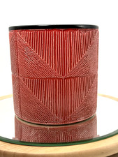 Planter Flower Pot Ceramic Medium Big Embossed Red 16 cm tall 16 cm diameter