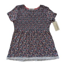 Rewind Top Womens Medium Floral Lace Embroidered Hem Smocked Peplum Pleated NWT