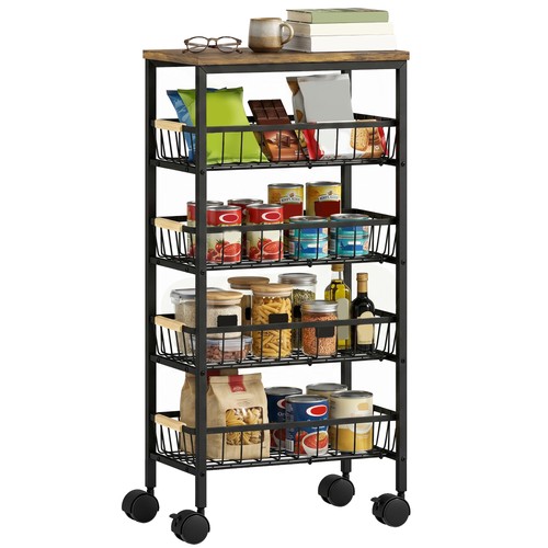 Homcom metal kitchen trolley - metal,