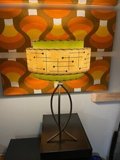 Mid Century Vintage Style 3 Tier Fiberglass Lamp Shade Modern Atomic Retro OLIVE