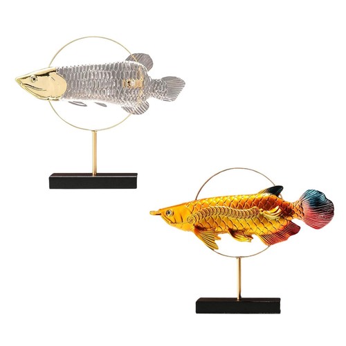 Resin figurine golden arowana - golden,