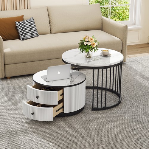 Round nesting coffee - round, tables
