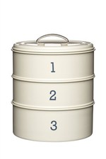 Living Nostalgia Traditonal Style 3 Tier Airtight Cake Tin Set -Antique Cream
