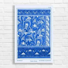 Vintage Floral Snowdrop Blue Canvas Print Large Picture Wall Art