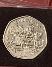 1993 Gibraltar 50p Christmas Coin Santa In Car Very Scarce UNC In Capsule