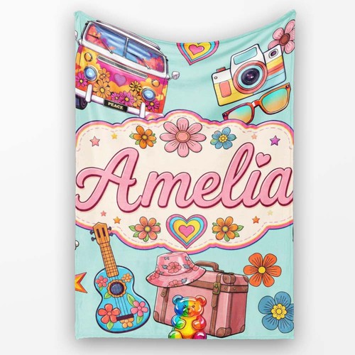 Soft fleece blanket hippie van - soft,
