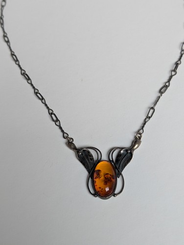 Vintage 925 silver amber - silver,