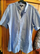 Men's Smart Formal Blue Short Sleeve Shirt Size XL