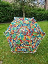 Vintage Retro Garden sun Parasol Tilting 70s 80s Fringed Beach