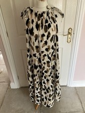 BEAUTIFUL ANIMAL PRINT DRESS M & S BNWT SIZE 16 LINEN BLEND MEASUREMENTS ON PICS