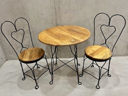 Vntg antique wrought iron oak - antique,