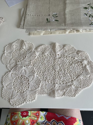 Vintage hand crocheted table - vintage,