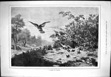 Old Antique Print 1879 Family