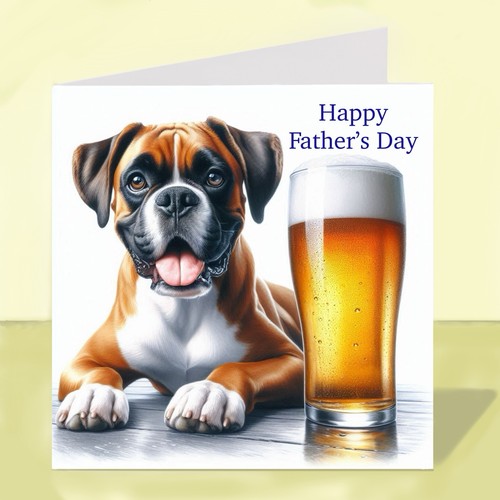Boxer dog father day card - boxer,