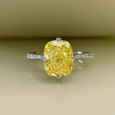 3.00Ct Canary Yellow Cushion