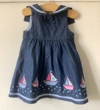 Jojo maman bebe Blue Appliqué Sailor Baby Dress, age 6-12 mths