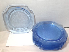 Federal Glass MADRID Blue Scroll Dinner Plate 10½” Depression Glassware Lot of 8