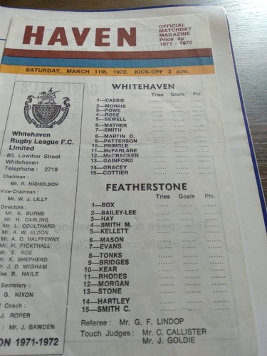 Whitehaven featherstone - v,