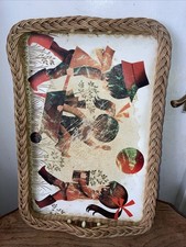 Vintage Wicker Edge Wooden