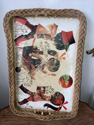 Vintage wicker edge wooden - vintage,