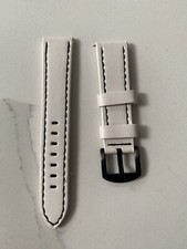 White  Leather Watch Strap Band 41mm Omega Seamaster Moon Swatch Snoopy 20mm