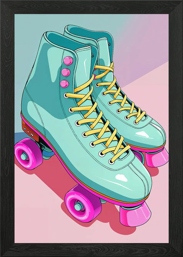 Retro roller skates framed - retro,