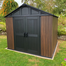 Keter Rosewood Summit Outdoor Storage Shed 10 x 8ft Garden Durable Weatherproof