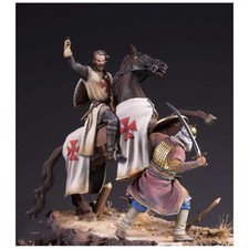 1/24 Resin Model Kit Horseman Medieval Knight Templar & Saracen Unpainted
