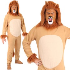 ADULT LION COSTUME ANIMAL FANCY DRESS UNISEX JUMPSUIT KING OF THE JUNGLE OUTFIT