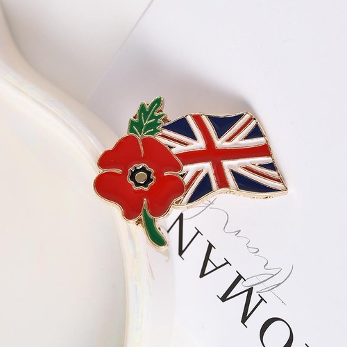 Union jack red poppies pin - jack,