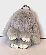Faux Rabbit Fur Plush Bunny Keychain Fluffy Bag Charm Kawaii Gift 15cms