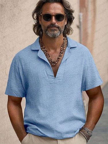 Mens short sleeve - short, henley