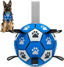 DOG SOCCER BALL (LARGE) - 18cm PET FOOTBALL INTERACTIVE OUTDOOR TOY WITH PUMP