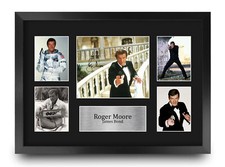 Roger Moore A3 Framed James Bond Signed Autograph Picture Print for Movie Fan