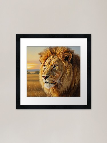 Painting lion framed art - painting, a