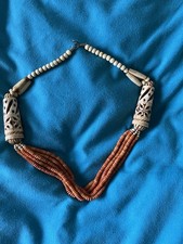 Vintage Red Coral and Bone Necklace. Quite An Intricate Design. Great Condition