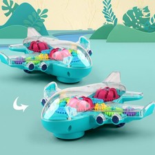 Professional Kids Airplane Music Transparent Mechanical Gear Passenger Plane for