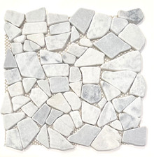 Gray Storm Blend Marble 12x12 Tumbled Pebble Stone Mosaic Floor and Wall Tile