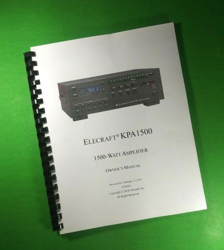 Owners manual for elecraft - manual,