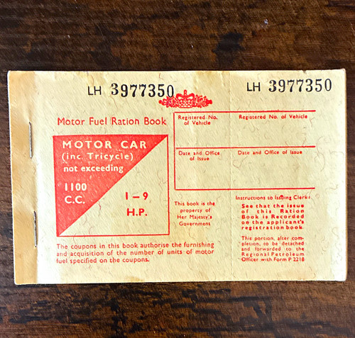 Vintage motor fuel ration book - fuel,